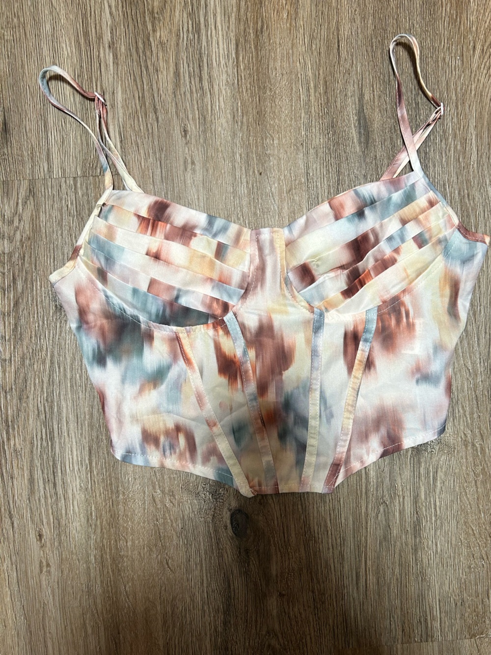 SHEIN Pastel Tie-Dye Pleated Crop Cami